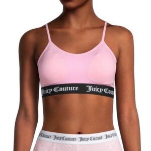 Juicy Couture Pink JC Logo Strappy Padded Bralette Y2K Bra Medium M